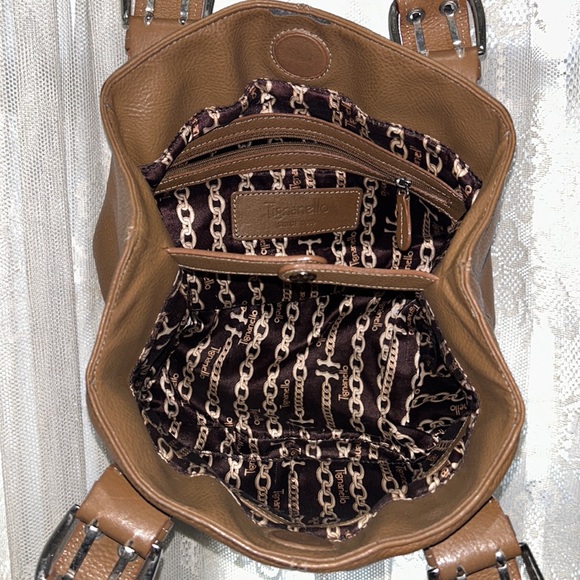 TIGNANELLO-GOLDEN BROWN ALL LEATHER/WITH SILVERTONE BUCKLES & NAME TOGGLE - Picture 7 of 10